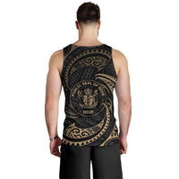 Niue Polynesian Men's Tank Top - Gold Tribal Wave - Polynesian Pride