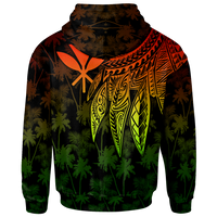 Polynesian Hawaii Kanaka Maoli Custom Zip up Hoodie Polynesian Wings (Reggae) - Polynesian Pride