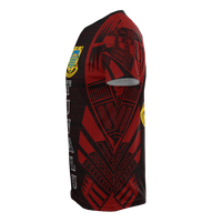 Tuvalu T Shirt Tuvaluan Coat of Arms Polynesian Tattoo Red Style - Polynesian Pride