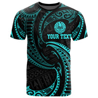 Tahiti Polynesian Custom T Shirt Neon Blue Tribal Wave Unisex Blue - Polynesian Pride