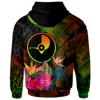 YAP Polynesian Hoodie Hibiscus and Banana Leaves - Polynesian Pride