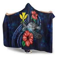 Hawaii Polynesian Hooded Blanket - Blue Turtle Hibiscus - Polynesian Pride