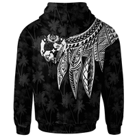 Tonga Zip up Hoodie Polynesian Wings (White) - Polynesian Pride