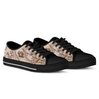 Papua New Guinea Low Top Shoes - Hibiscus Flowers Vintage Style - Polynesian Pride