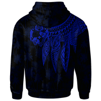 Tonga Zip up Hoodie Polynesian Wings (Blue) - Polynesian Pride