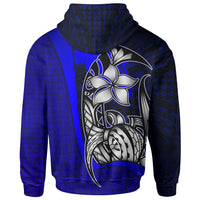 Papua New Guinea Polynesian Zip up Hoodie Blue Turtle with Hook - Polynesian Pride