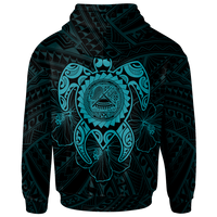 American Samoa Polynesian Custom Hoodie Vintage Polynesian Turtle (Turquoise) - Polynesian Pride