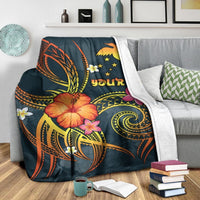 Papua New Guinea Polynesian Personalised Premium Blanket - Legend of Papua New Guinea (Blue) - Polynesian Pride