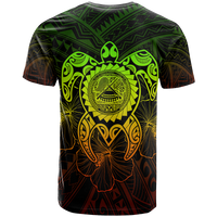 American Samoa Polynesian T Shirt Vintage Polynesian Turtle (Reggae) - Polynesian Pride