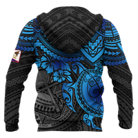 American Samoa Polynesian Hoodie Blue Turtle - Polynesian Pride