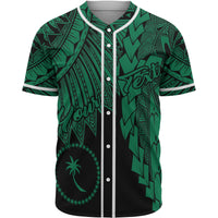 Chuuk Polynesian Custom Personalised Baseball Shirt - Tribal Wave Tattoo Green Unisex Green - Polynesian Pride