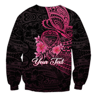 (Custom Personalised) Breast Cancer Pink Ribbon Butterfly Polynesian Black Version Sweatshirt - LT12 - Polynesian Pride