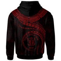 Niue Polynesian Zip up Hoodie Niue Waves (Red) - Polynesian Pride