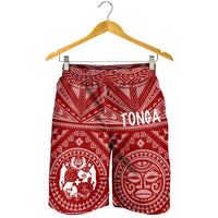 Tonga Men's Short - Tonga Seal With Polynesian Tattoo Style (Red) - Polynesian Pride