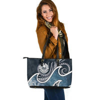 Tahiti Polynesian Large Leather Tote Bag - Ocean Style - Polynesian Pride