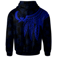 Pohnpei Custom Zip up Hoodie Polynesian Wings (Blue) - Polynesian Pride