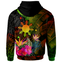 The Philippines Polynesian Zip up Hoodie Hibiscus and Banana Leaves - Polynesian Pride