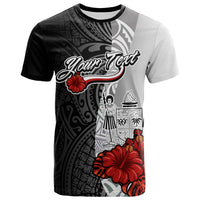 Fiji Polynesian Custom T Shirt Coat of Arms With Hibiscus White Unisex Art - Polynesian Pride
