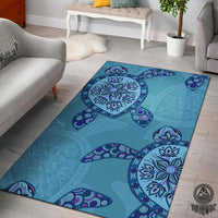 Blue Hawaii Turtle Area Rug White - Polynesian Pride
