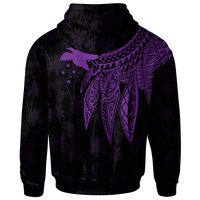Papua New Guinea Custom Zip up Hoodie Polynesian Wings (Purple) - Polynesian Pride