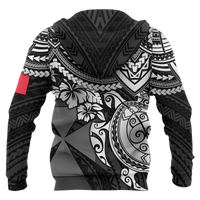 Wallis and Futuna Polynesian Hoodie (Zip up) White Turtle - Polynesian Pride