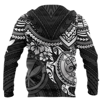 Polynesian Hawaii Hoodie (Zip up) White Turtle - Polynesian Pride