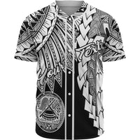 American Samoa Polynesian Custom Personalised Baseball Shirt - Tribal Wave Tattoo White Unisex White - Polynesian Pride