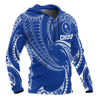 Chuuk Micronesia ll Over Hoodie Blue Tribal Wave - Polynesian Pride