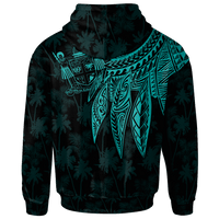 Fiji Zip up Hoodie Polynesian Wings (Turquoise) - Polynesian Pride
