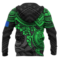 Pohnpei Polynesian Zip Hoodie Polynesian Green Turtle - Polynesian Pride