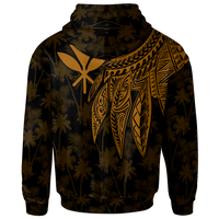 Polynesian Hawaii Kanaka Maoli Custom Hoodie Polynesian Wings (Golden) - Polynesian Pride