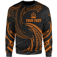 Vanuatu Polynesian Custom Personalised Sweater - Orange Tribal Wave Unisex Orange - Polynesian Pride