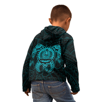 Tahiti Polynesian Zip up Hoodie Vintage Polynesian Turtle (Turquoise) - Polynesian Pride