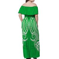 (Custom Personalised) Cook Islands Rarotonga Off Shoulder Long Dress - Tribal Pattern - LT12 - Polynesian Pride