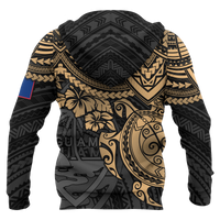 Guam Polynesian Hoodie (Zip up) Golden Turtle - Polynesian Pride
