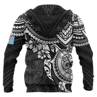 Fiji Polynesian Hoodie (Zip up) White Turtle - Polynesian Pride