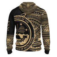 Federated States of Micronesia Hoodie Micronesia Gold Patterns With Coat of Arms - Polynesian Pride