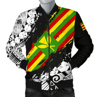 Polynesian Kanaka Flag Women's Bomber Jacket - Nora Style - White Black - Polynesian Pride