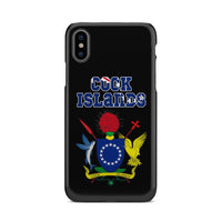 Cook Islands Phone Case - Coat of Arm Name iPhone Xs One Size Black - Polynesian Pride