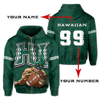 Personalizer Polynesian Kakau Hawaii Warrior Football Hoodie (Zip) Unisex Art - Polynesian Pride