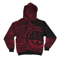 Federated States of Micronesia Hoodie Micronesia Red Patterns With Coat of Arms - Polynesian Pride