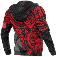 Wallis nd Futuna Polynesian Hoodie Red Turtle - Polynesian Pride