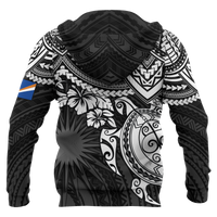 Marshall Islands Polynesian Zip up Hoodie White Turtle - Polynesian Pride