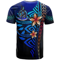 Vanuatu Polynesian T Shirt Blue Vintage Tribal Mountain - Polynesian Pride