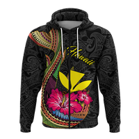 Hawaii Polynesian Fish Hook Hibiscus Hoodie LT12 - Polynesian Pride