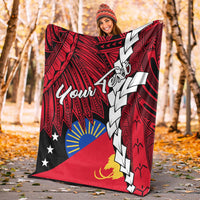 Papua New Guinea Sandaun Province Polynesian Custom Personalised Blanket - Tribal Wave Tattoo - Polynesian Pride