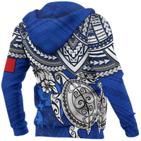 Tonga Polynesian Hoodie (Zip up) Blue Turtle - Polynesian Pride