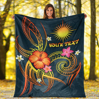 Marshall Islands Polynesian Personalised Premium Blanket - Legend of Marshall Islands (Blue) - Polynesian Pride