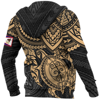 American Samoa Polynesian Hoodie (Zip up) Gold Turtle - Polynesian Pride