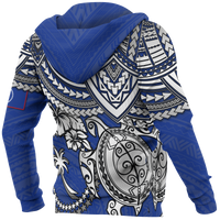 Chuuk Polynesian Hoodie White Turtle (Blue) - Polynesian Pride